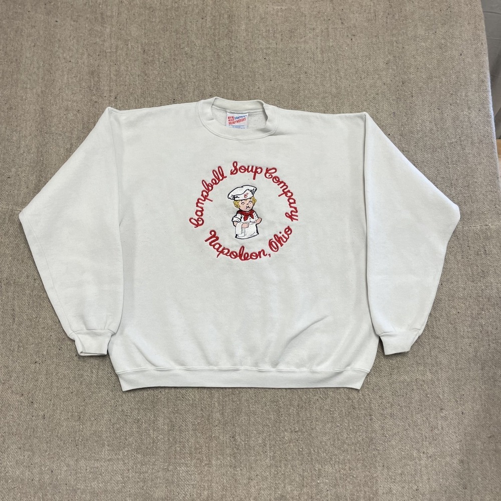 Vintage Campbell Soup‎ Sweatshirt Men Large White 1990s Hanes